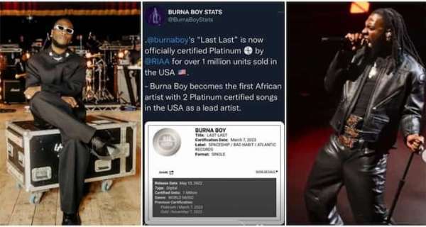 “Odogwu Na Baba”: Reactions As Burna Boy’s Song ‘Last Last’ Gets Certified Platinum in U.S.